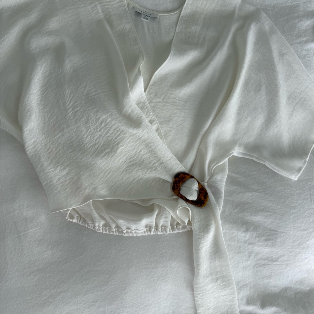 Topshop Cream V-Neck Blouse